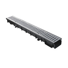 CANIVEAU POLYPROPYLENE LARGEUR 100 GRILLE ACIER PIETON 