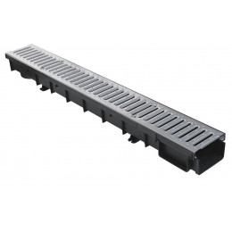 CANIVEAU POLYPROPYLENE LARGEUR 100 GRILLE ACIER PIETON 