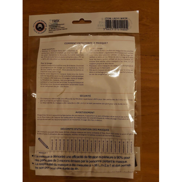 2 masques 20 lavages KOVI
