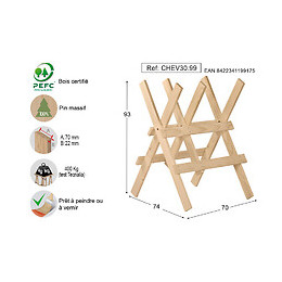 Chevalet de sciage en pin massif 3 Branches en kit