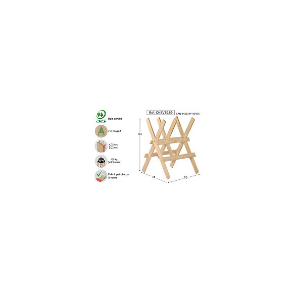 Chevalet de sciage en pin massif 3 Branches en kit