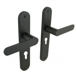 Ensemble poignées sur plaqué cylindre meudon noir mat entraxe 195mm