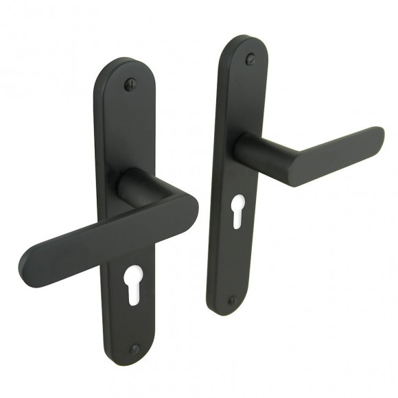 Ensemble poignées sur plaqué cylindre meudon noir mat entraxe 195mm