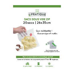 Sacs s/vide gaufres zip 26x35cm - bte 20 sacs