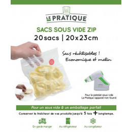 Sacs s/vide gaufres zip 20x23cm - bte 20 sacs