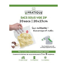 Sacs s/vide gaufres zip 20x23cm - bte 20 sacs