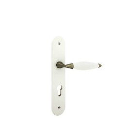 Poignée de porte Athena bois blanc cylindre entraxe 195mm