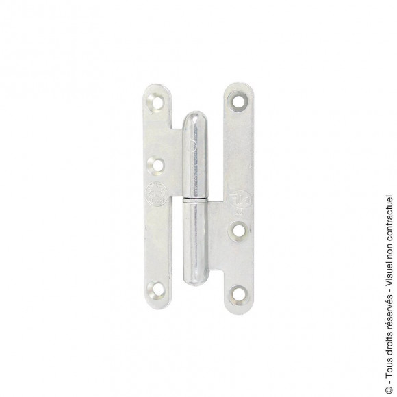 Paumelle bois bout rond 80x40mm Droite zingué