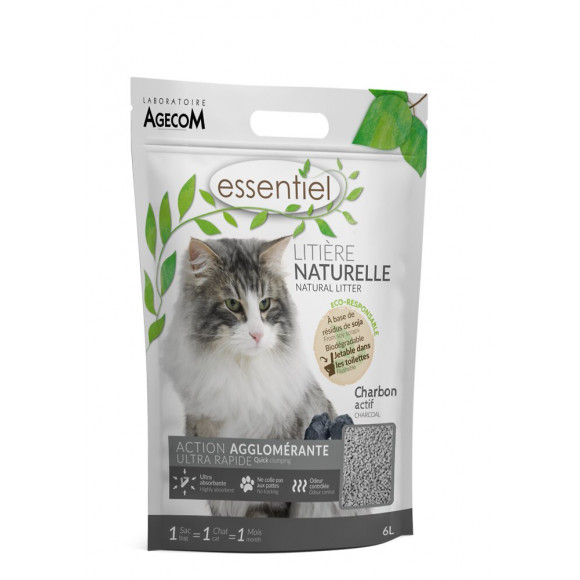 Essentiel Litière soja Charbon 6L