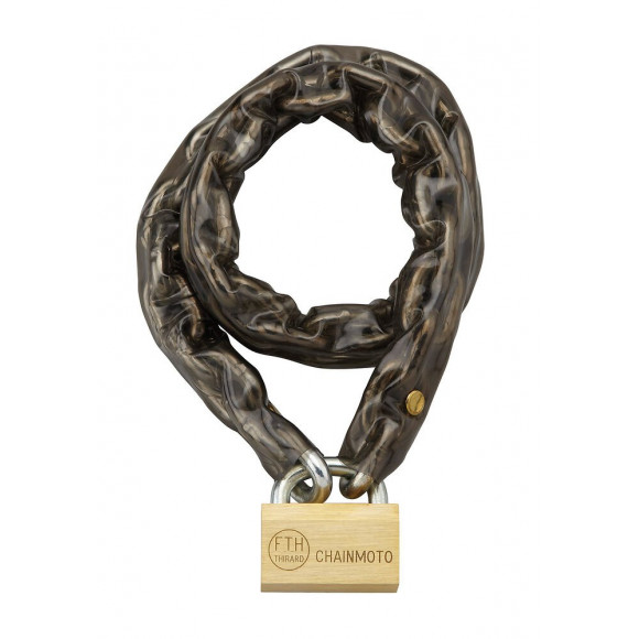 Chaine gainée PVC diamètre 8mm longueur 0.90m + cadenas 3 clés