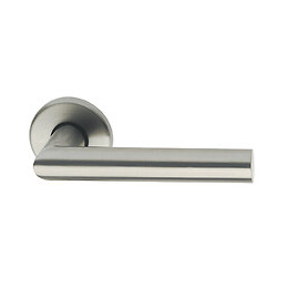Ensemble de poignées de porte sur rosace Alba inox bec de cane D.50