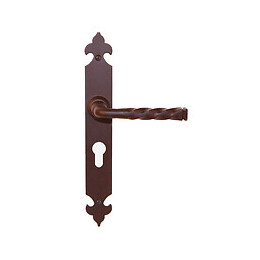 Poignée sur plaqué cylindre torsade décor rouille entraxe 195mm