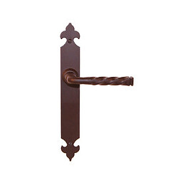 Poignée sur plaqué bec de canne Torsade décor rouille entraxe 195mm