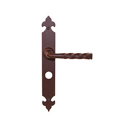 Poignée sur plaqué condamnation torsade décor rouille entraxe 195mm