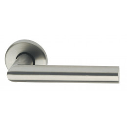 Ensemble de poignées de porte sur rosace Alba inox bec de cane D.50