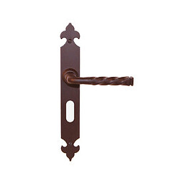 Poignée sur plaqué clé Torsade aluminium décor rouille entraxe 195mm