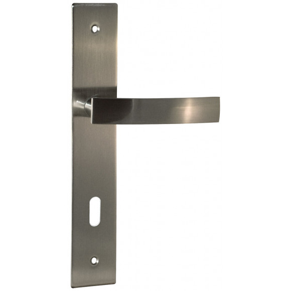 Garniture sur plaque Passy nickel mat clé entraxe 195mm