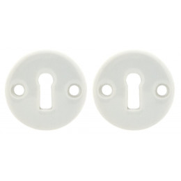 2 rosaces porcelaine blanc à trou de clé D.50