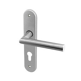 Ensemble de poignées de porte sur plaque Alba inox cylindre entr 195mm