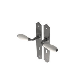 Garniture sur plaque Rustic fer patiné clé entraxe 195mm