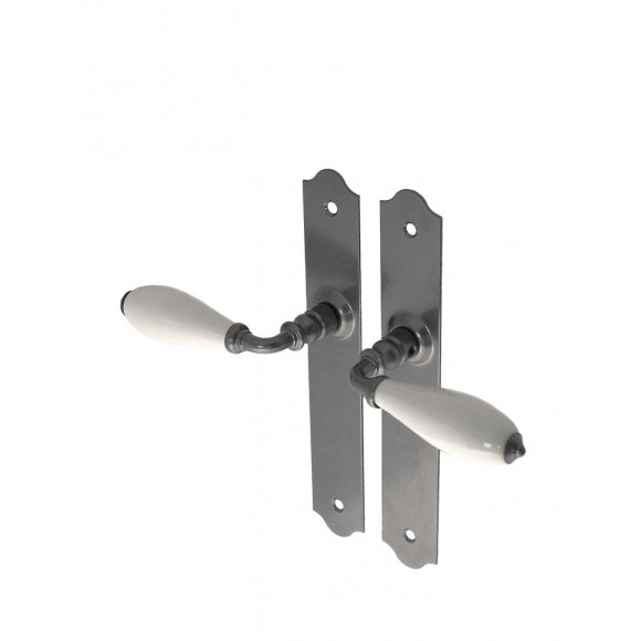 Garniture sur plaque Rustic fer patiné bec de cane entraxe 195mm