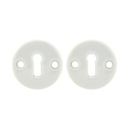 2 rosaces porcelaine blanc à trou de clé D.50