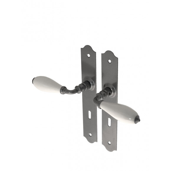 Garniture sur plaque Rustic fer patiné clé entraxe 195mm