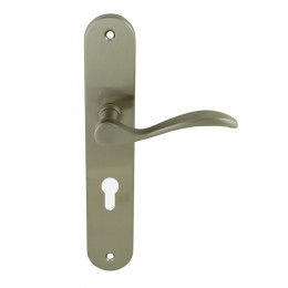 Poignée sur plaqué cylindre Botzaris zamak nickelé mat entraxe 195mm