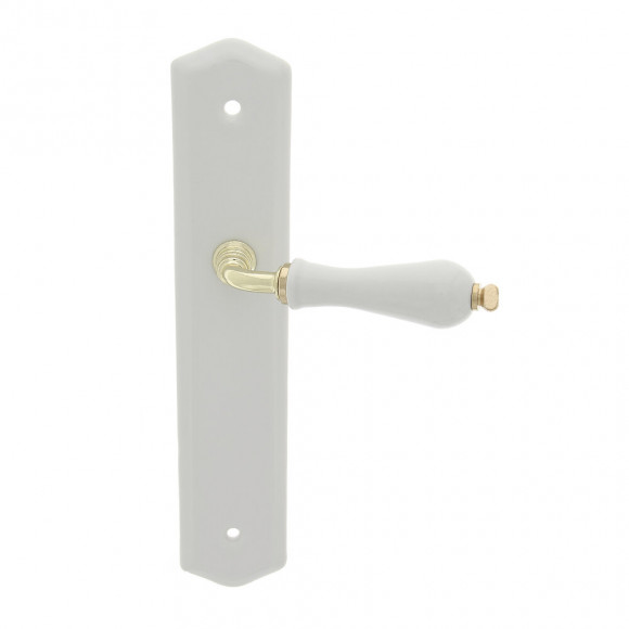 Poignée sur plaqué bec de canne Polon porcelaine doré entraxe 195mm