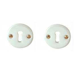 2 rosaces à trou de clé en céramique blanc
