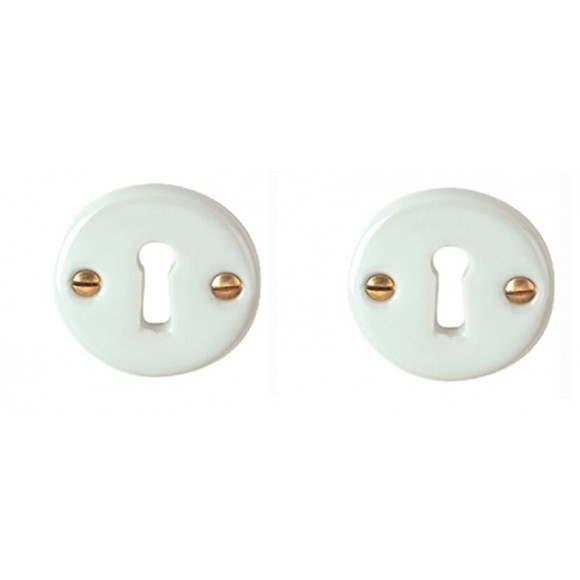 2 rosaces à trou de clé en céramique blanc