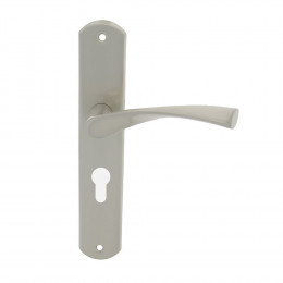 Poignée sur plaqué cylindre Balard en alu nickelé mat entraxe 195mm