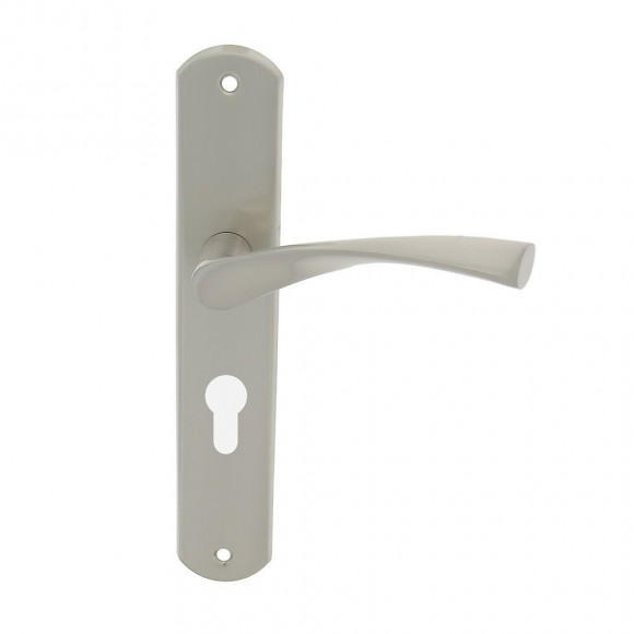 Poignée sur plaqué cylindre Balard en alu nickelé mat entraxe 195mm