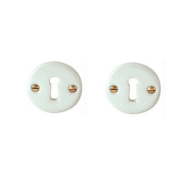 2 rosaces à trou de clé en céramique blanc