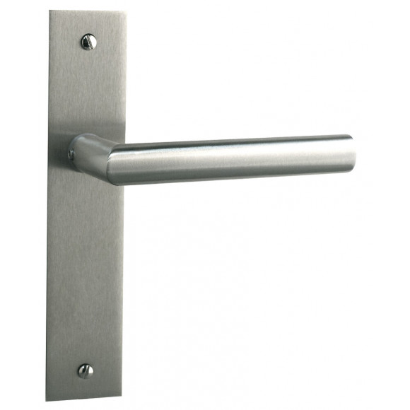Poignée de porte Brunella métal nickel mat bec de cane entraxe 165mm