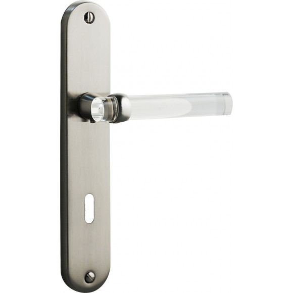 Poignée de porte SOFOC Gum nickel translucide à trou de clé