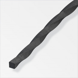 Carré plein torsadé 10x10mm acier gris 2m