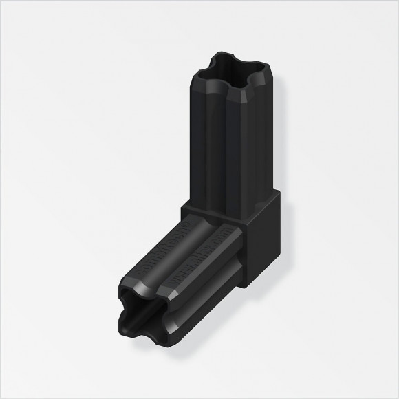 Connecteur-équerre 90° 2 embouts plastique noir 23.5mm