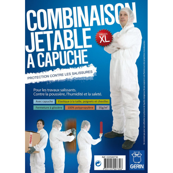 Combinaison jetable à capuche T4 blanc