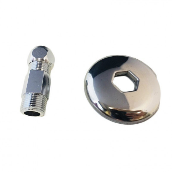 Mamelon Égal Laiton Mâle-mâle À Visser Coulissant Avec Rosace 3 / 8x10 Tout En Laiton Chromé
