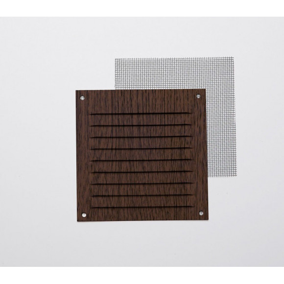 Grille d'aération aluminium wengé à visser 10x10cm