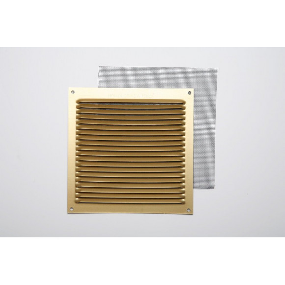 Grille d'aération aluminium or à visser 17x17cm