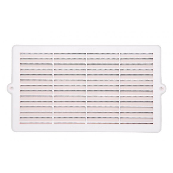 Grille d'aération ABS blanc à encastrer avec moustiquaire 13 x23,6 cm