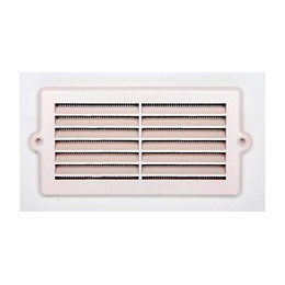 Grille d'aération ABS blanc à encastrer avec moustiquaire 6,1cm x13
