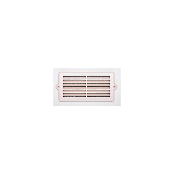 Grille d'aération ABS blanc à encastrer avec moustiquaire 6,1cm x13