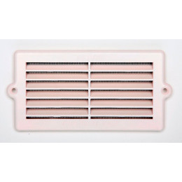 Grille d'aération ABS blanc à encastrer avec moustiquaire 6,1cm x13