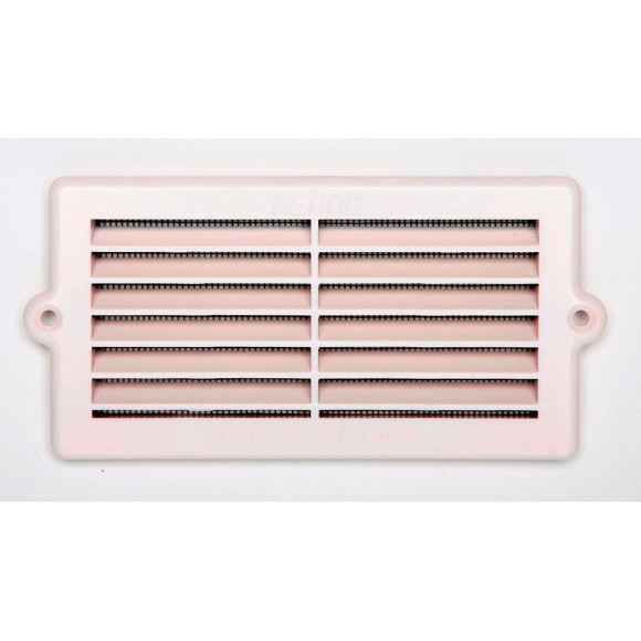 Grille d'aération ABS blanc à encastrer avec moustiquaire 6,1cm x13