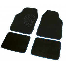 Lot de 4 tapis de voiture broderie chinée bleu noir