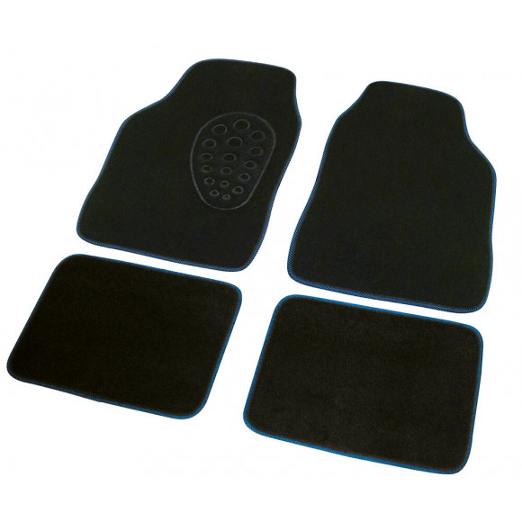 Lot de 4 tapis de voiture broderie chinée bleu noir