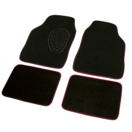 Lot de 4 tapis de voiture broderie chinée rouge noir